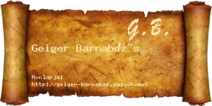 Geiger Barnabás névjegykártya